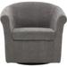 Barrel Chair - Mercury Row® Anstett 30.5" Wide Polyester Swivel Barrel Chair Wood/Fabric in Gray | 30 H x 30.5 W x 27 D in | Wayfair