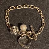 American Eagle Outfitters Jewelry | American Eagle Simple Charm Chain Bracelet Silver Tone Faceted Heart, Pearl | Color: Silver | Size: Os