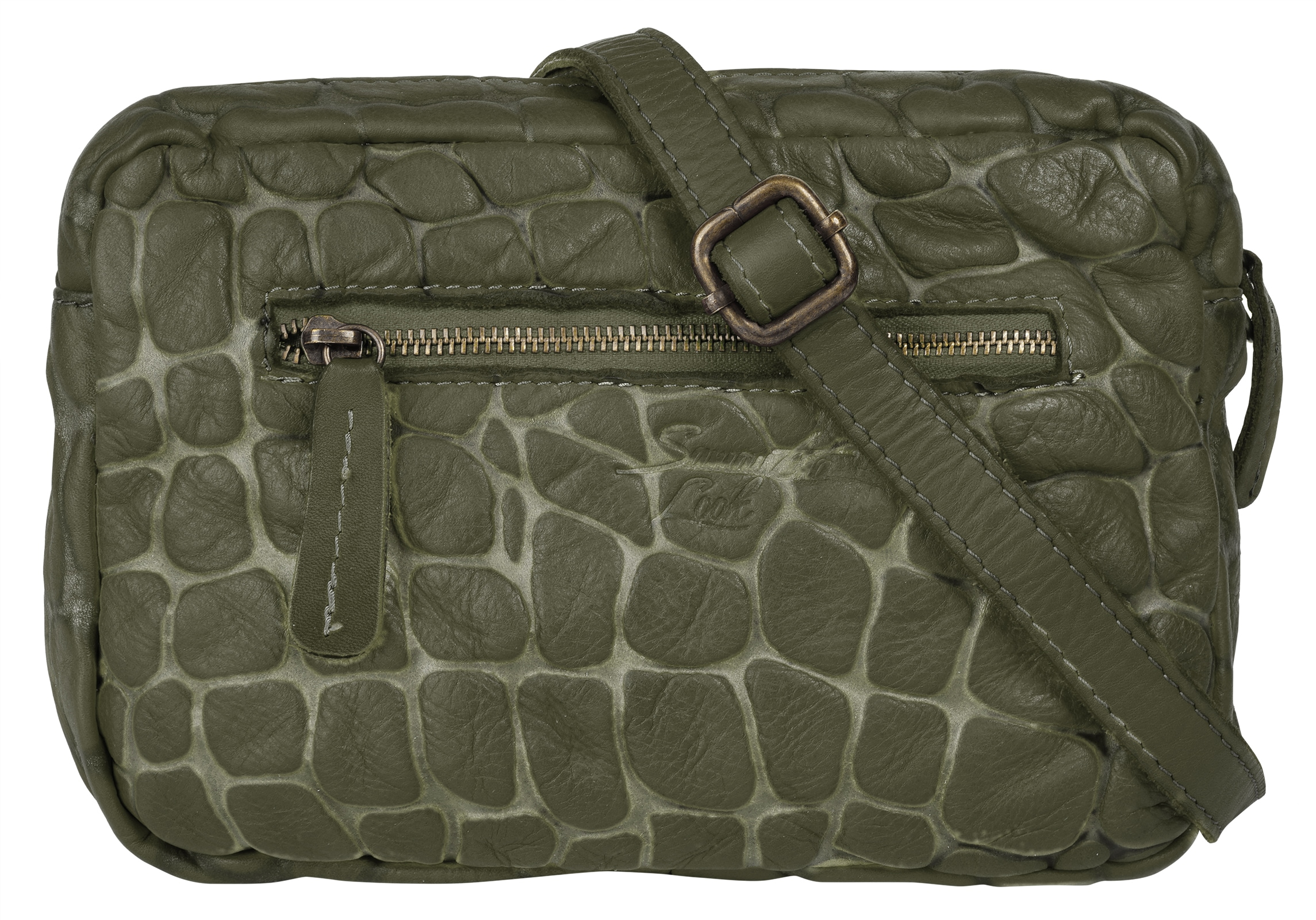 Umhängetasche SAMANTHA LOOK, Damen, Gr. B/H/T: 25cm x 18cm x 6cm onesize, grün (dunkelgrün), Leder, Taschen Umhängetasche, echt Leder, Made in Italy