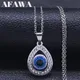 Collier Turc Mauvais Œil en Acier Inoxydable pour Femme Bijoux en Argent avec Yeux Porte-Bonheur