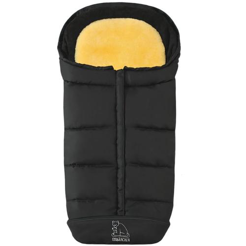 "Fußsack HEITMANN FELLE ""Eisbärchen - Komfort 2 in 1 Lammfell Winterfußsack Premium Qualität"" Fußsäcke schwarz Kinder mit Lammfell-Einlage, für Kinderwagen und Buggy, waschbar"