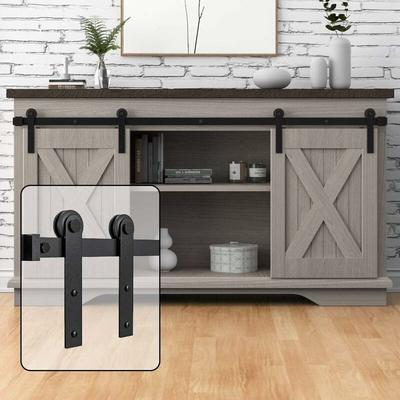 Mini kit de Matériel pour Porte Coulissante de Grange 1.5 m/4.92FT 2 Holztür Kit pour Placard Image