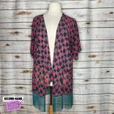 Lularoe Tops | Lularoe Geometric-Print Nwt Monroe Kimono | Color: Black/Pink | Size: L