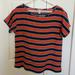 J. Crew Tops | J.Crew Silk Short Sleeve Top Size 4 | Color: Blue/Orange | Size: 4