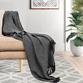 Mehar Bedding 100% cotton woven throws chevron herringbone throws with pillow case cushion cover blanket for chair sofa settee Reversible Bedspread throws Recycled Cotton (Black, Super King) (TWC)