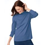 Blair Women's Essential Knit Long Sleeve Mock Top - Blue - 2XL - Womens