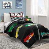Racing Cars Reversible Oversized Comforter Black/Multi 4Pc Set Twin - Triangle Home Décor 21T012883