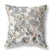 18" Pink Gray Florals Indoor Outdoor Zippered Throw Pillow