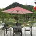 Arlmont & Co. 9FT Outdoor Patio Umbrella, Tan Metal in Red | Wayfair 91A35BF703A140C59B5FF6E770815083