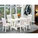 Rosalind Wheeler 7-Pc Dining Set - a Dining Table w/ 6 Linen Fabric Dining Chairs - Wire Brushed Linen White Finish Wood/Upholstered | Wayfair