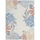 Blue/Brown 87 x 63 x 0.34 in Area Rug - Rosecliff Heights Madero Floral Machine Woven Area Rug in Ivory/Blue/Brown | Wayfair