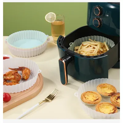 Pot rond réutilisable en silicone pour friteuses à air poêle à gâteau polymère jetable cuisson au
