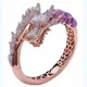 Bagues en cristal de dragon violet pour femmes et hommes bague punk vintage bijoux dorés roses