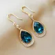 Boucles d'oreilles longues goutte d'eau bleue pour femme boucles d'oreilles pompon fille bijoux