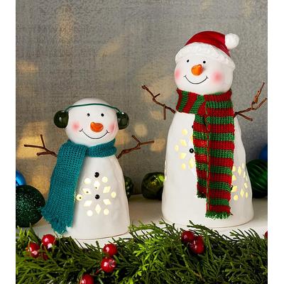 Holiday Snowmen With Led Lights - Set Of 2, Lighting Candles by Harry & David