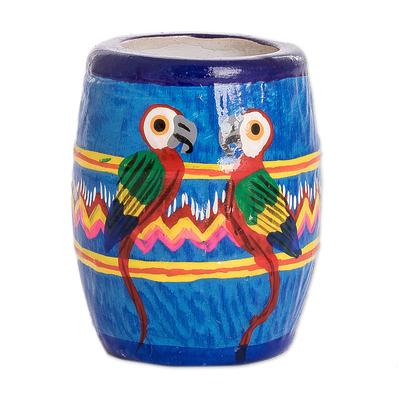 'Hand-painted Ceramic Mini Flower Pot Crafted in Guatemala'
