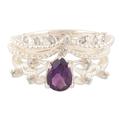 Wisdom Crown,'Stacking Rings with Cubic Zirconia and Amethyst (Set of 3)'