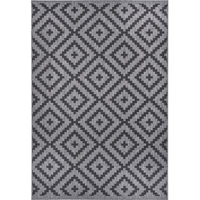 Teppich MY HOME "Ronda Wendeteppich", schwarz (anthrazit, schwarz), B:200cm H:5mm L:290cm, Kunstfaser, Teppiche, Sisal-Optik, Flachgewebe, In- und Outdoor, geometrisches Boho Design Image