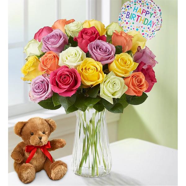 1-800-flowers-flower-delivery-happy-birthday-assorted-roses,-12-24-stems,-24-stems-w--clear-vase---bear/