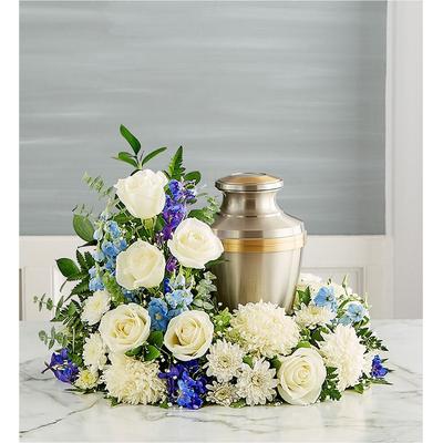 1-800-Flowers Everyday Gift Delivery Cremation Wreath - Blue & White Small