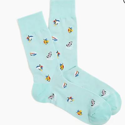 J. Crew Underwear & Socks | Jcrew Men's Trouser Socks- Teal Fishing Nwt | Color: Blue/Yellow | Size: Os