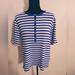 J. Crew Sweaters | J.Crew Striped Short Sleeve Crew Neck Knit Sweater Nwot | Color: Blue/Gray | Size: Xxl