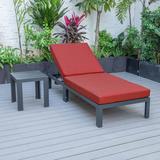 Orren Ellis 74.8" Long Reclining Chaise Lounge Set w/ Cushions & Table Metal in Black | 15.35 H x 29.53 W x 74.8 D in | Outdoor Furniture | Wayfair