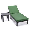 Orren Ellis 74.8" Long Reclining Chaise Lounge Set w/ Cushions & Table Metal in Black | 15.35 H x 29.53 W x 74.8 D in | Outdoor Furniture | Wayfair