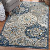 Blue/Gray 84 x 90 x 0.5 in Area Rug - Langley Street® Iser Bohemian Oriental Non-Shedding Area Rug Polypropylene | 84 H x 90 W x 0.5 D in | Wayfair