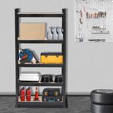 Rebrilliant Lylan 5 Tiers Galvanizing Adjustable Storage Rack Shelving Unit Gray Wood/Steel in Black | 59.05 H x 29.52 W x 11.81 D in | Wayfair