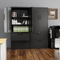 Inbox Zero Kelila 2-Drawer Vertical Filing Cabinet Metal/Steel in Black | 71 H x 31.5 W x 15.7 D in | Wayfair 7143E8A3B25F43BFA7282485113D1926