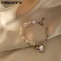 Mewanry – Bracelet d'amour en perles de couleur argent pour femmes mode INS Simple élégant