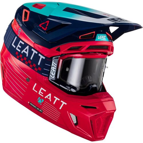 Leatt 8.5 Royal Motocross Helm mit Brille, rot-blau, Größe XL