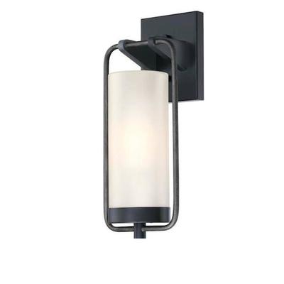 Westinghouse 611445 - 1 Light Matte Black and Distressed Aluminum with Frosted Glass Outdoor Wall Fixture (1Lt Wall Matt Blk w/Distressed Alum w/Frstd Gld (6114400))