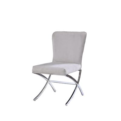 Side Chair (Set-2) by Acme in Velvet Chrome