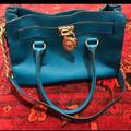 Michael Kors Other | Michael Kors Hamilton Purse With Handles And Gold Chain Strap. Pretty Teal Color | Color: Gold | Size: Medium Size Handbag