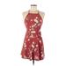 Brandy Melville Casual Dress - A-Line High Neck Sleeveless: Burgundy Floral Dresses