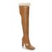Boston Proper - Camel Neutral - Faux Fur Tall Leather Boot - 8