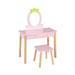 Costway 2-in-1 Children Vanity Table Stool Set with Mirror-Pink