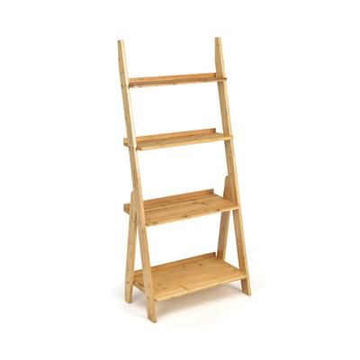 Costway 4-Tier Bamboo Ladder Shelf Bookcase for St...