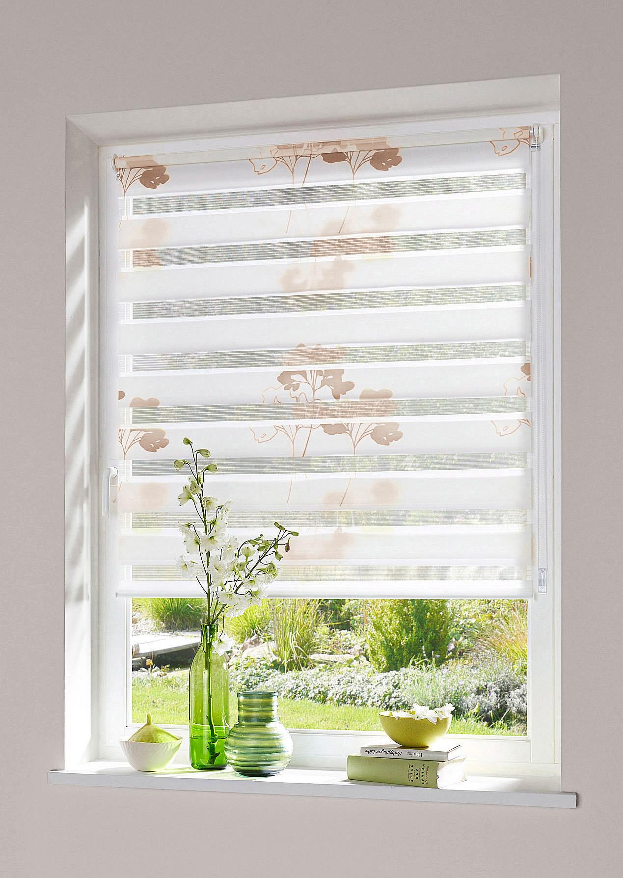 Doppelrollo K-HOME "Delphi" Gr. 22, grau (taupe), B:65cm H:150cm, Polyester, Rollos, im Fixmaß Image