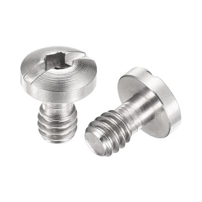 1/4" Male Mounting Screw Adapters Slotted 0.39" Length for Camera Tripod, 2Pcs - Silver Tone