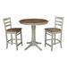 36" Round Pedestal Gathering Height Table With 2 Emily Counter Height Stools - Set of 3 Pieces