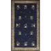 Navy Blue Art Deco Nichols Antique Area Rug Hand-knotted Wool Carpet - 8'11" x 14'1"