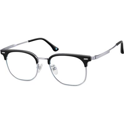Zenni Vintage Browline Glasses Black Titanium Full Rim Frame