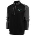 Men's Antigua Black/Charcoal Philadelphia Eagles Team Logo Throwback Quarter-Zip Pullover Top