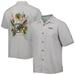 Men's Tommy Bahama Gray LSU Tigers Coconut Point Frondly Fan Camp IslandZone Button-Up Shirt