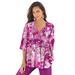Plus Size Women's Tara Pleated Big Shirt by Roaman's in Raspberry Bloom Floral (Size 40 W) Top