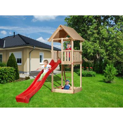 Spielturm WEKA "Tabaluga Drachenturm mit Satteldach", beige (natur), Spieltürme, KinderB:150cm H:331cm T:400cm, Holzwerkstoff, BxTxH: 150x400x331 cm, B:150cm H:331cm T:400cm