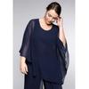 Tunika SHEEGO "Große Größen", Damen, Gr. 50, blau (marine), Obermaterial: 100% Polyester;Futter: 95% Viskose, 5% Elasthan, unifarben, elegant, figurumspielend normal, Rundhals, 3/4-Ärmel, Tuniken, in eleganter 2-in-1-Optik